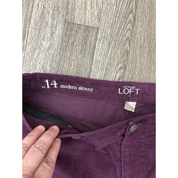 Ann Taylor Loft Women’s Pants Skinny Corduroy Burgundy  Size 14 Button/ Zipper - Picture 7 of 7